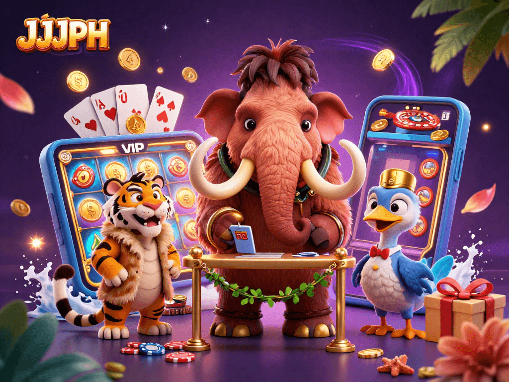 Ang JJJPH ay isang makulay na eksena ng mga karakter sa casino na nag-aalok ng masayang karanasan ng apat na hayop.