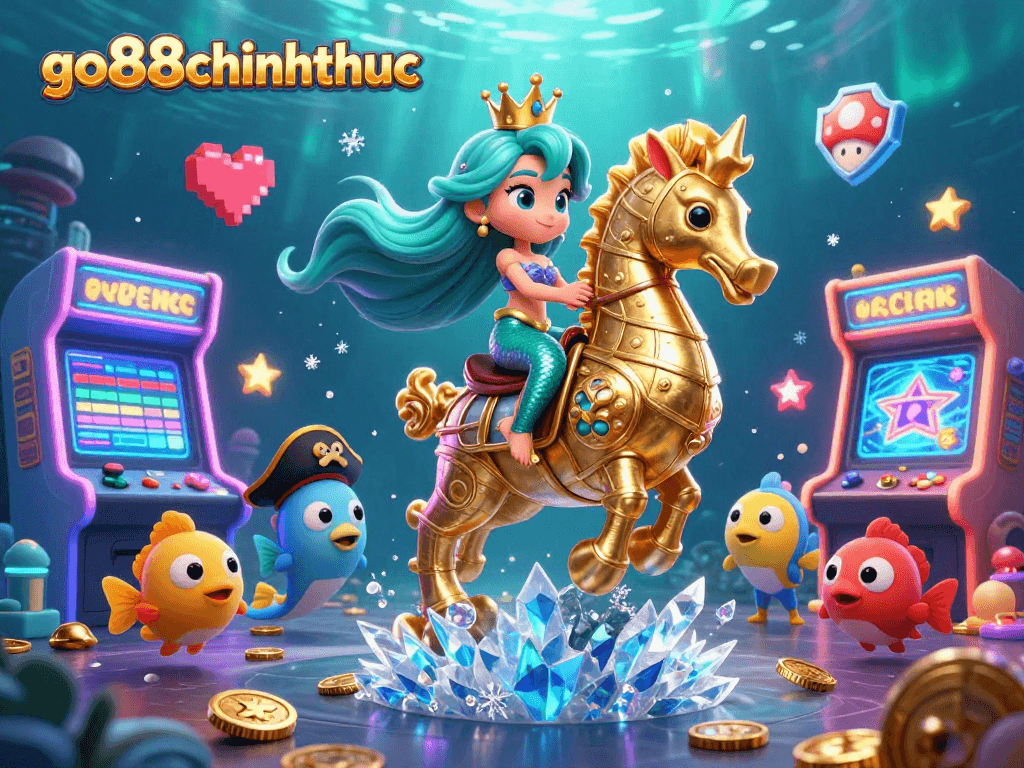 Engage with go88chinhthuc's exciting underwater adventure featuring a mermaid princess and casino elements.