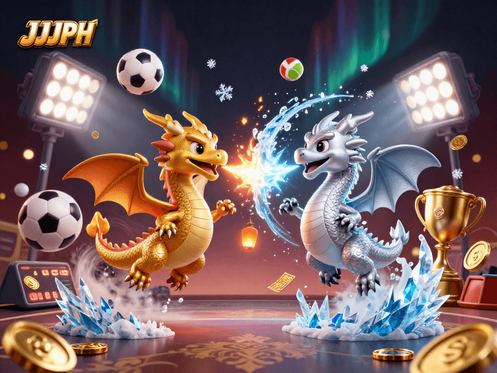 Magandang JJJPH na sitwasyon sa casino, na naglalarawan ng mga dragon at sports na elemento.