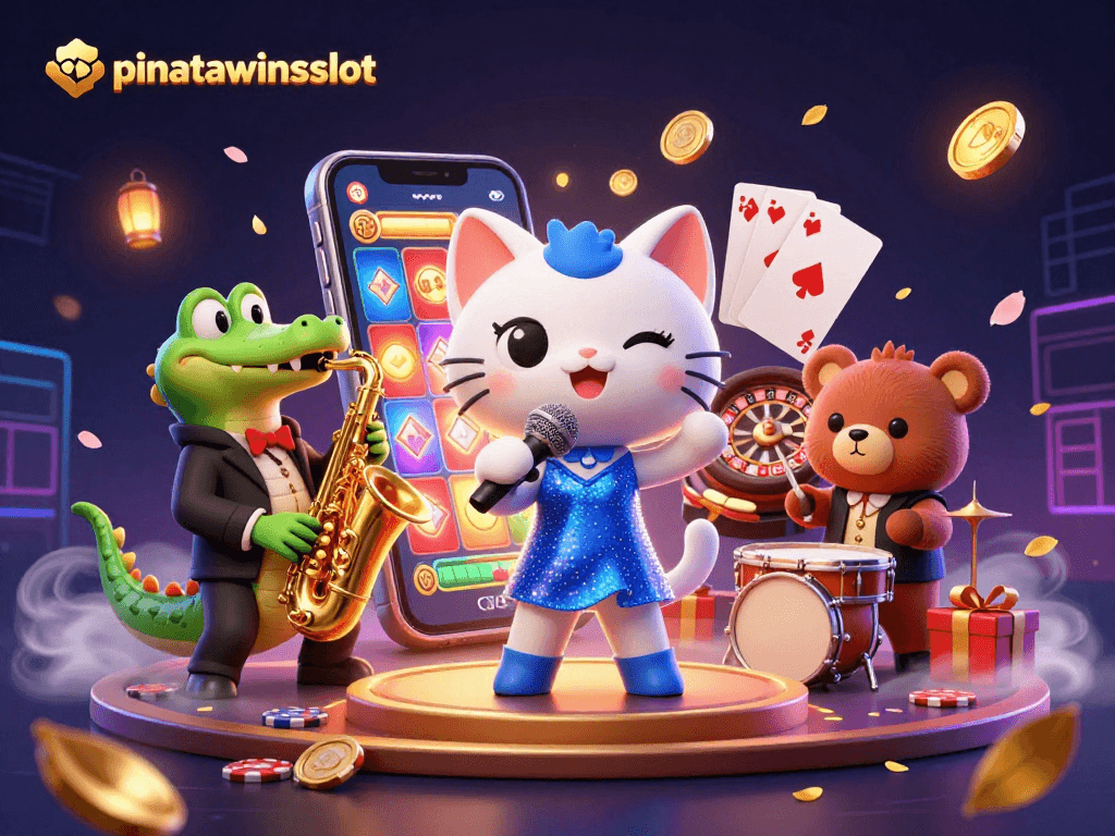 Play the exciting pinatawinsslot as a colorful 3D illustration featuring animated casino characters.