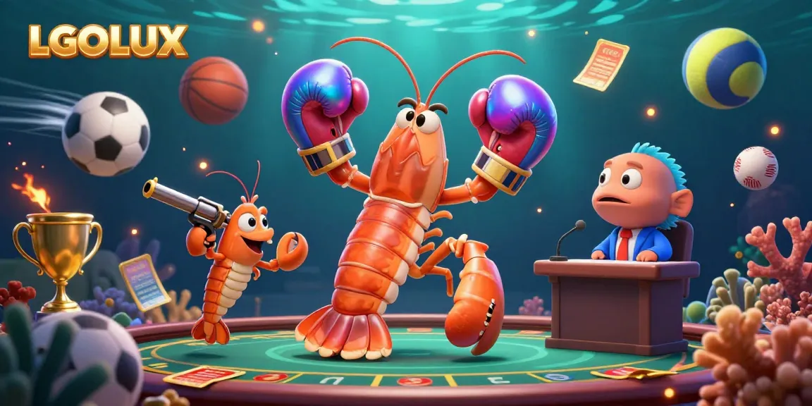 Experience thrilling gameplay with LGOLUX's dynamic casino scene featuring vibrant coral characters.