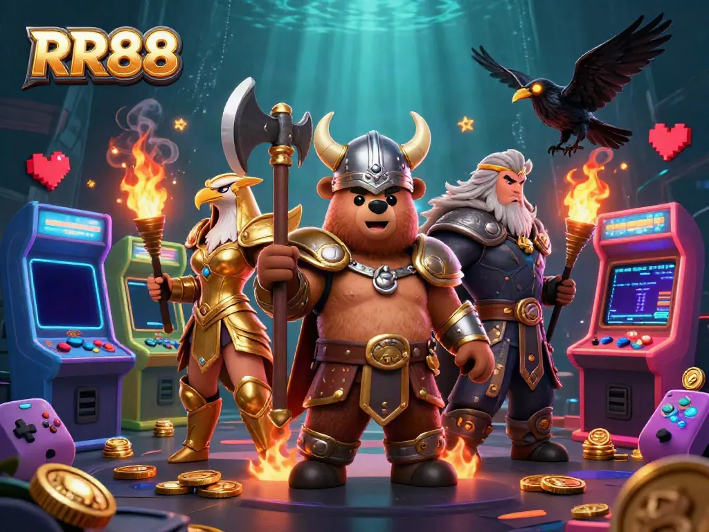 Engage with the thrilling world of RR88, where a Viking bear and Valkyrie eagle bring dynamic gaming to life.