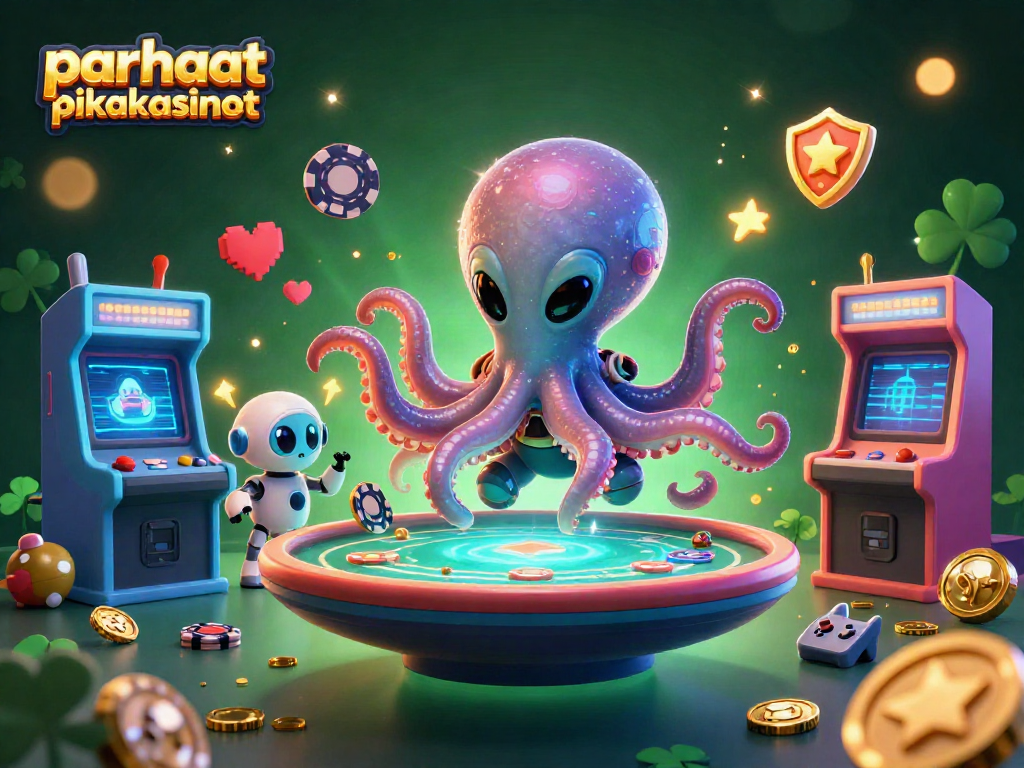 Experience the excitement of parhaat pikakasinot through a whimsical casino scene with an alien octopus.