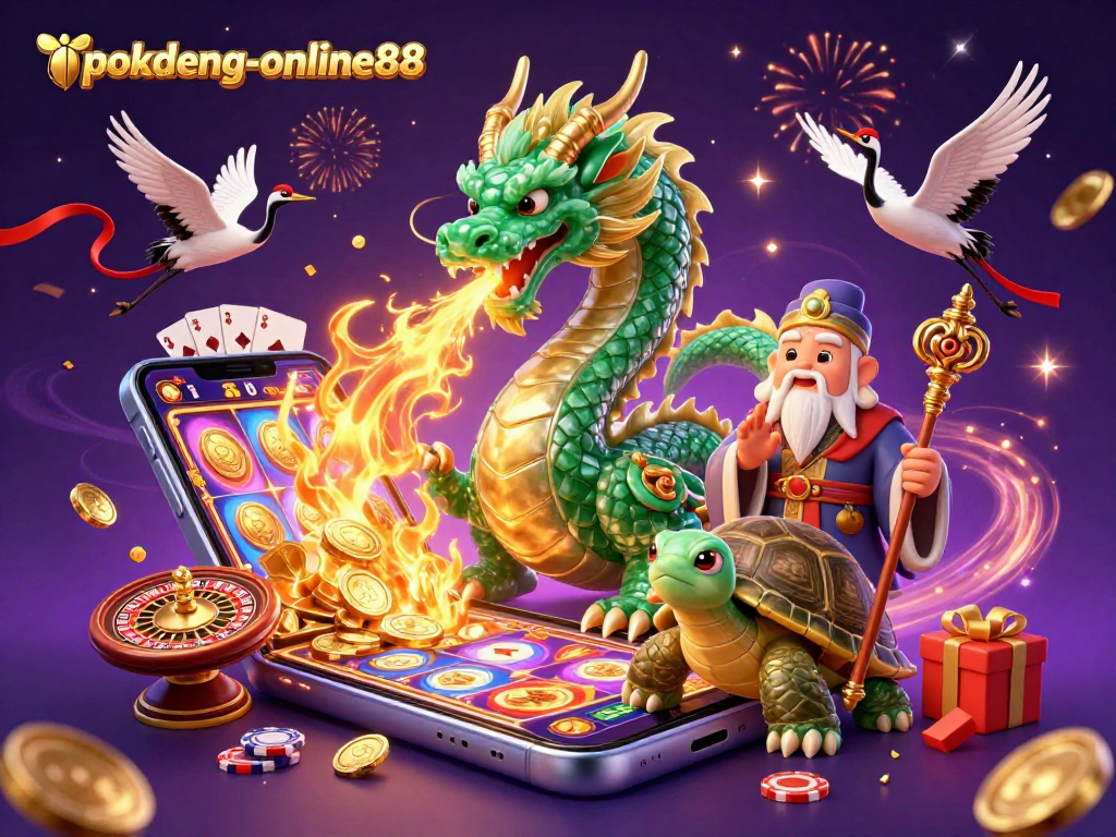 Experience exciting moments in the pokdeng-online88 casino scene with vibrant characters and game elements.