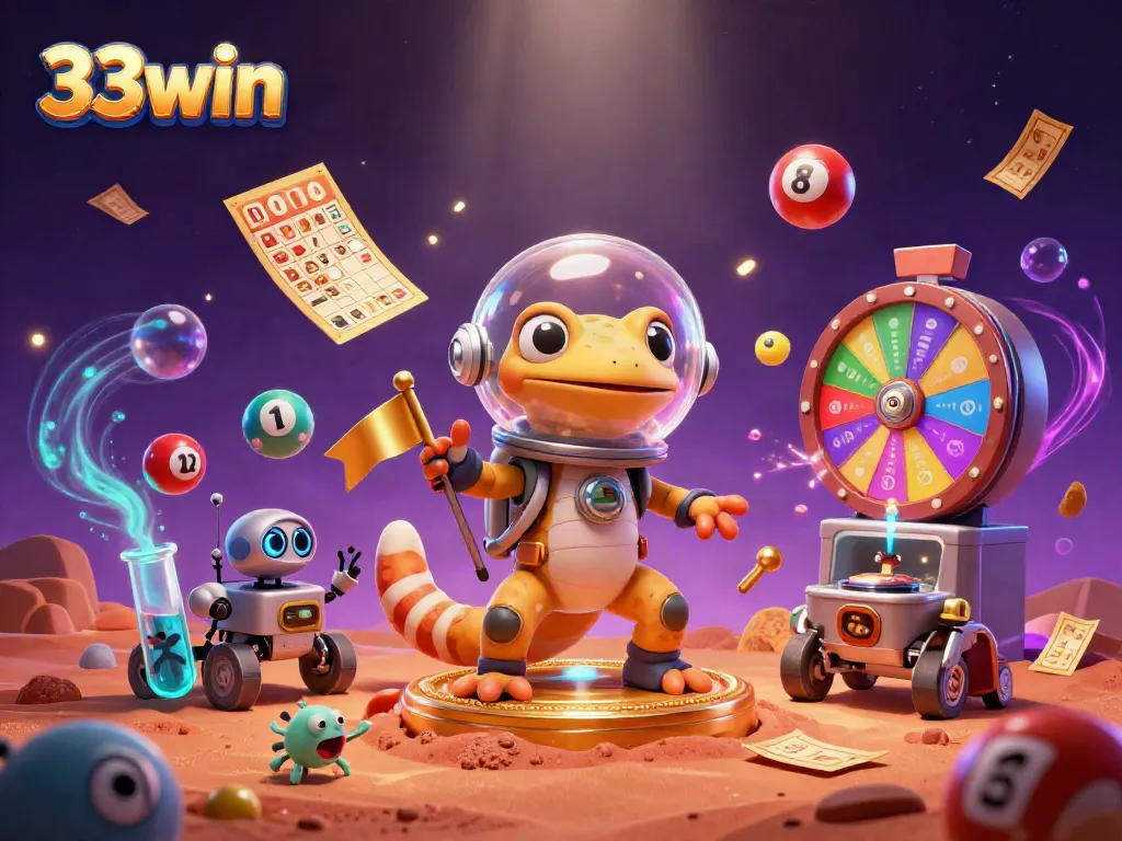 Join the Martian gecko and friends in the 33win casino adventure filled with dynamic casino elements.