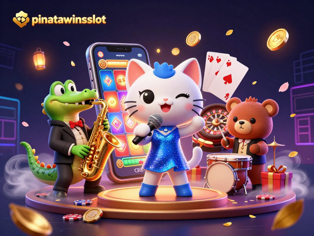 Play the exciting pinatawinsslot as a colorful 3D illustration featuring animated casino characters.