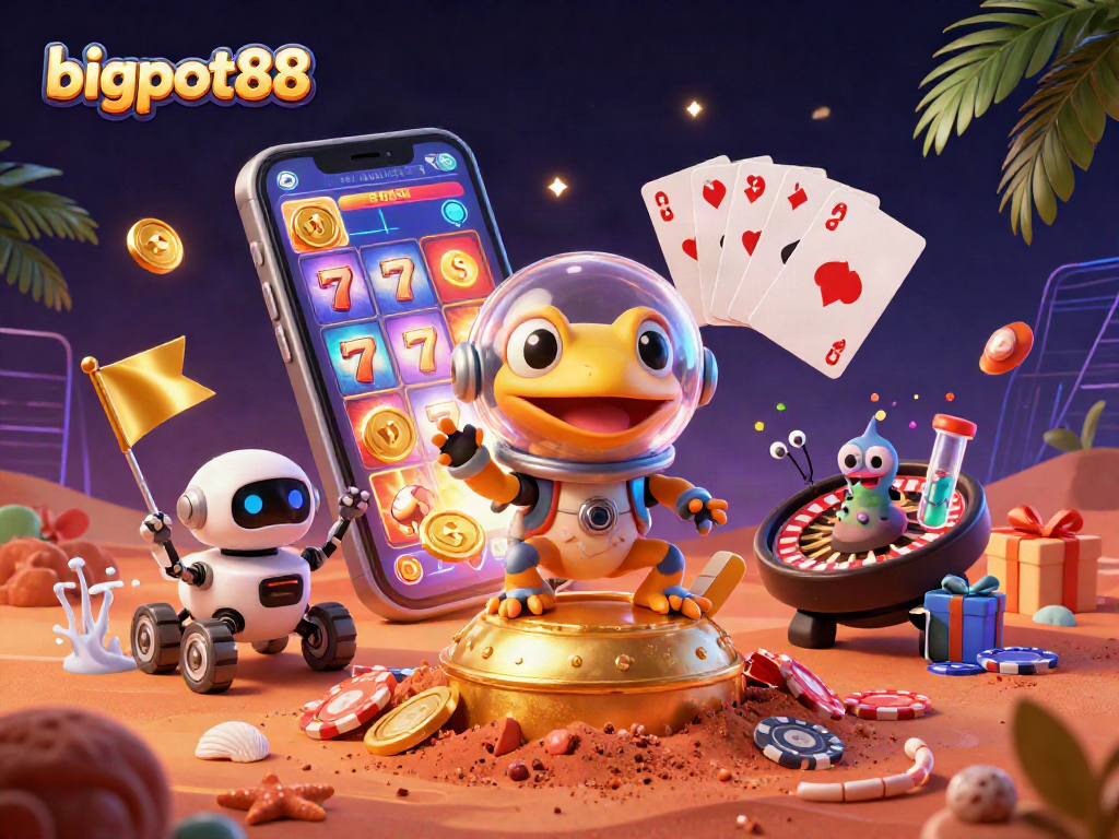 bigpot88 memulai petualangan di kasino emas dengan gecko Martian, robot, dan saku semangat!