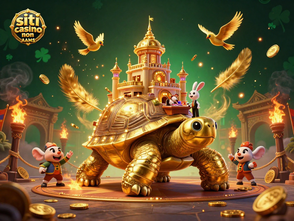 Gioca nei migliori siti casino non AAMS con tortuga d'oro in un'illustrazione vivace.
