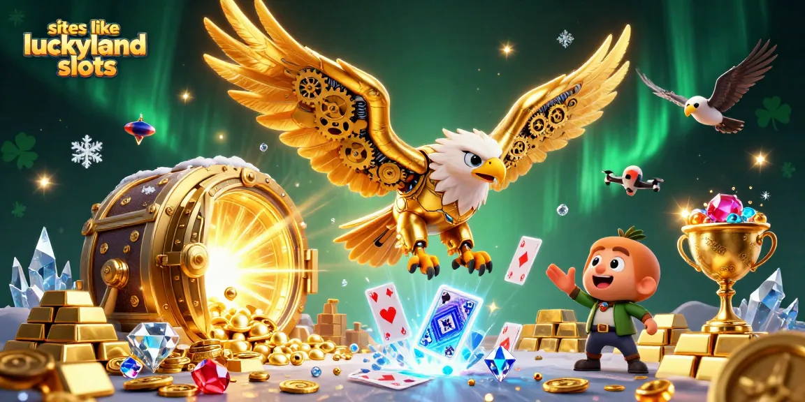 Win at sites like luckyland slots with a dynamic casino-themed illustration full of excitement.