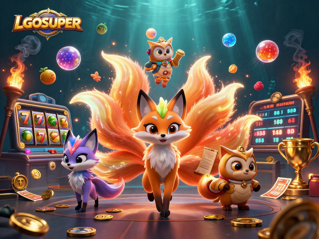 Engage with LGOSUPER's vibrant online gaming world featuring unique characters and captivating casino elements.