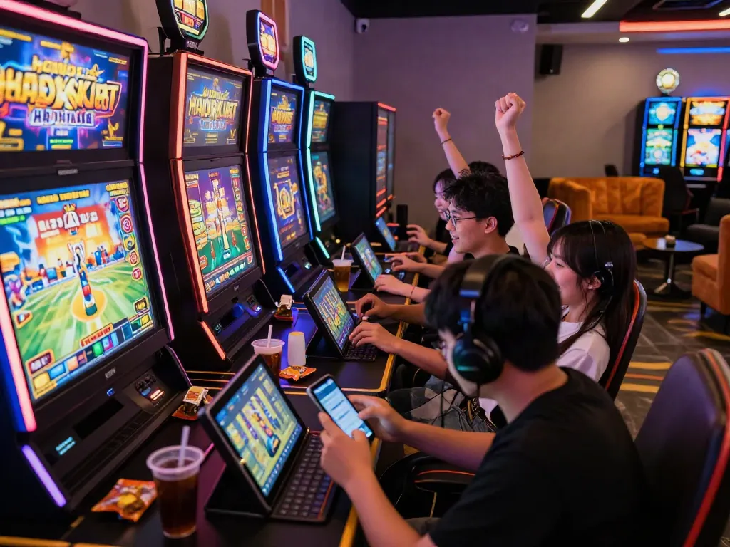 Engaged players enjoying slot online gacor experience in a vibrant gaming atmosphere.