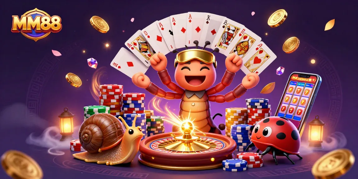 Engage with MM88's thrilling casino atmosphere featuring a dynamic dealer and high rollers amidst sparkling chips.