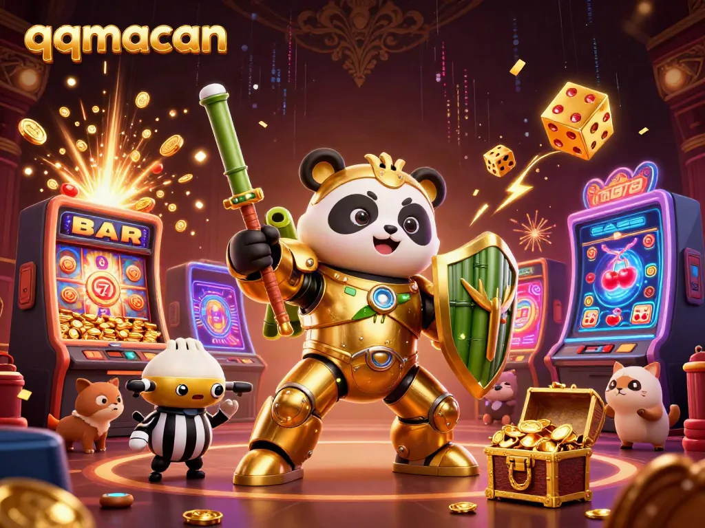 Experience thrilling gaming action with qqmacan in an exciting animated casino scene