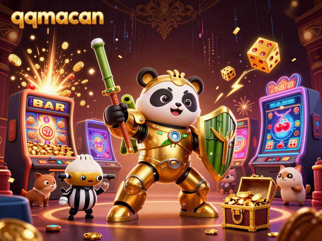Experience thrilling gaming action with qqmacan in an exciting animated casino scene