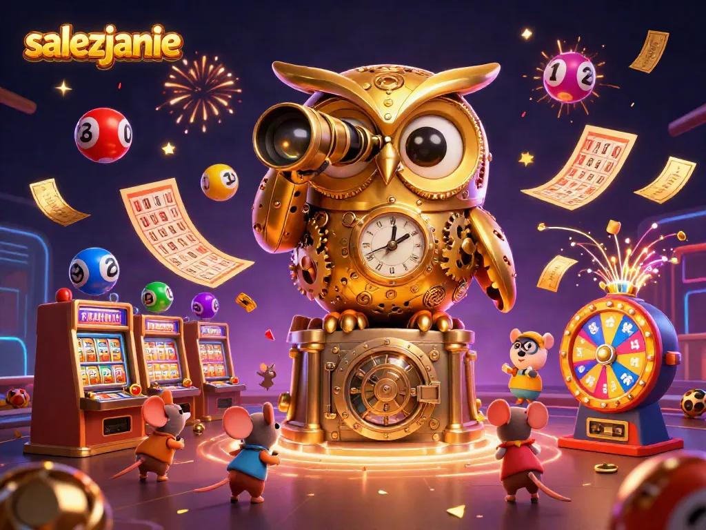 salezjanie grają w kasynie, złoty sowa przy kasynowych maszynach, loteria i bingo w akcji