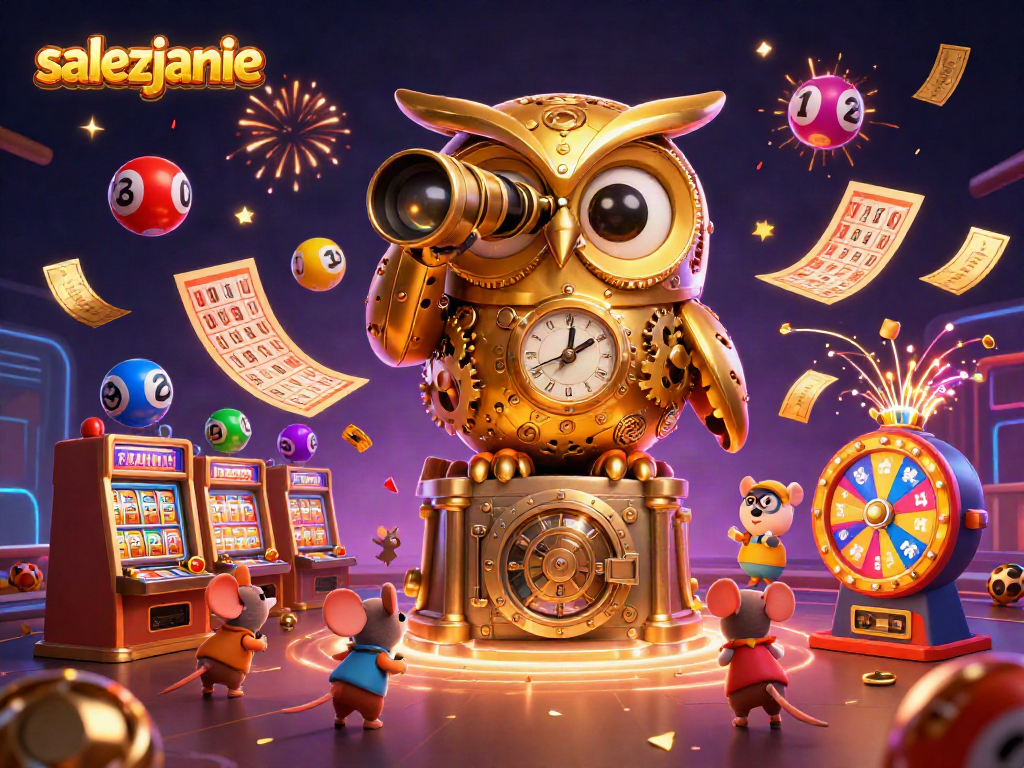 salezjanie grają w kasynie, złoty sowa przy kasynowych maszynach, loteria i bingo w akcji