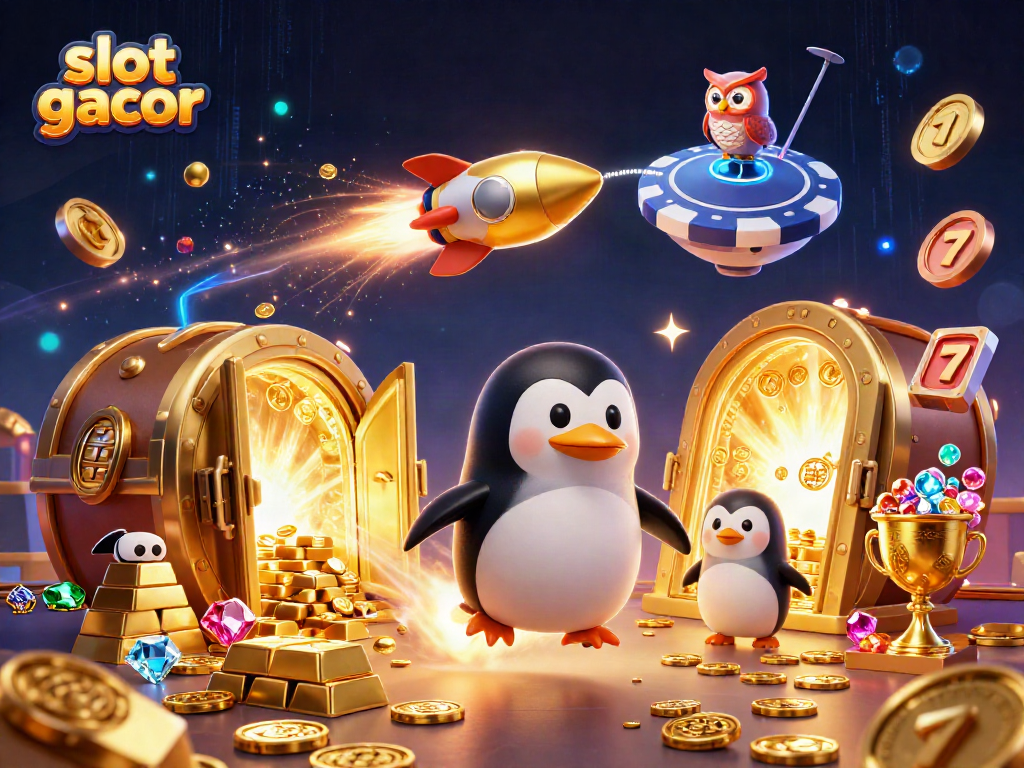 Spin for wins with the slot gacor in a vibrant 3D cartoon casino universe filled with treasures.