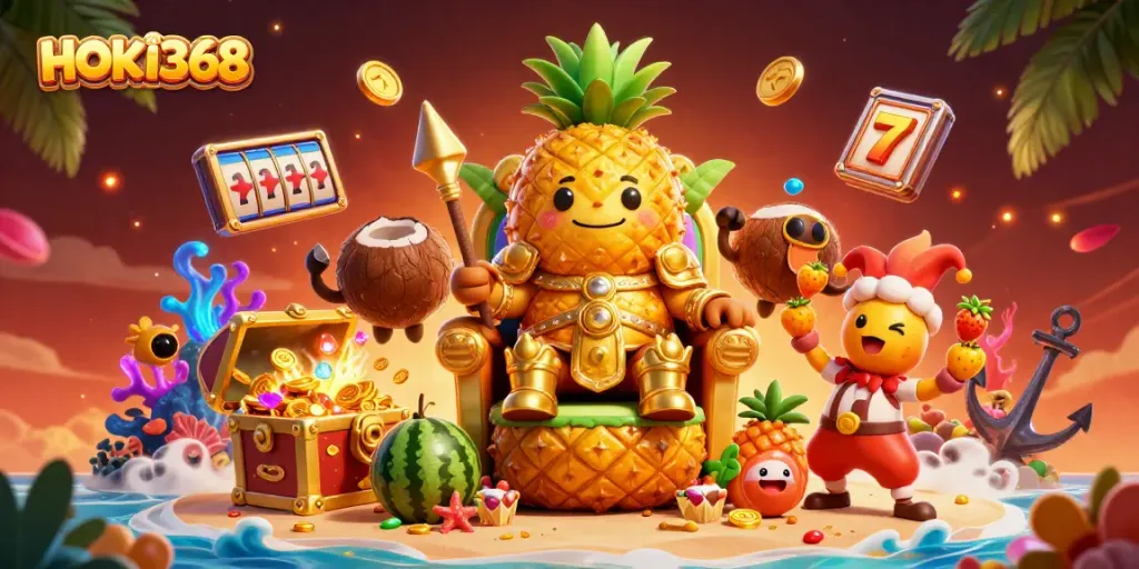 Experience thrilling gameplay with the vibrant HOKI368 illustrated casino scene, showcasing creativity and excitement.