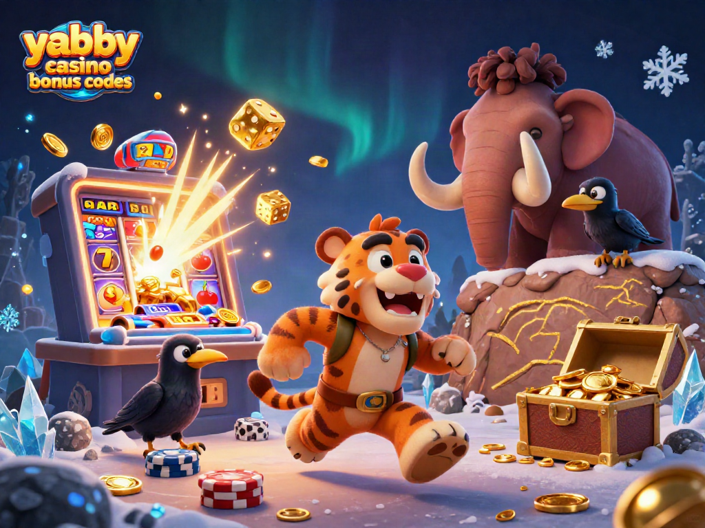 Experience exciting gameplay with Yabby Casino bonus codes in a vibrant 3D illustrated scene.