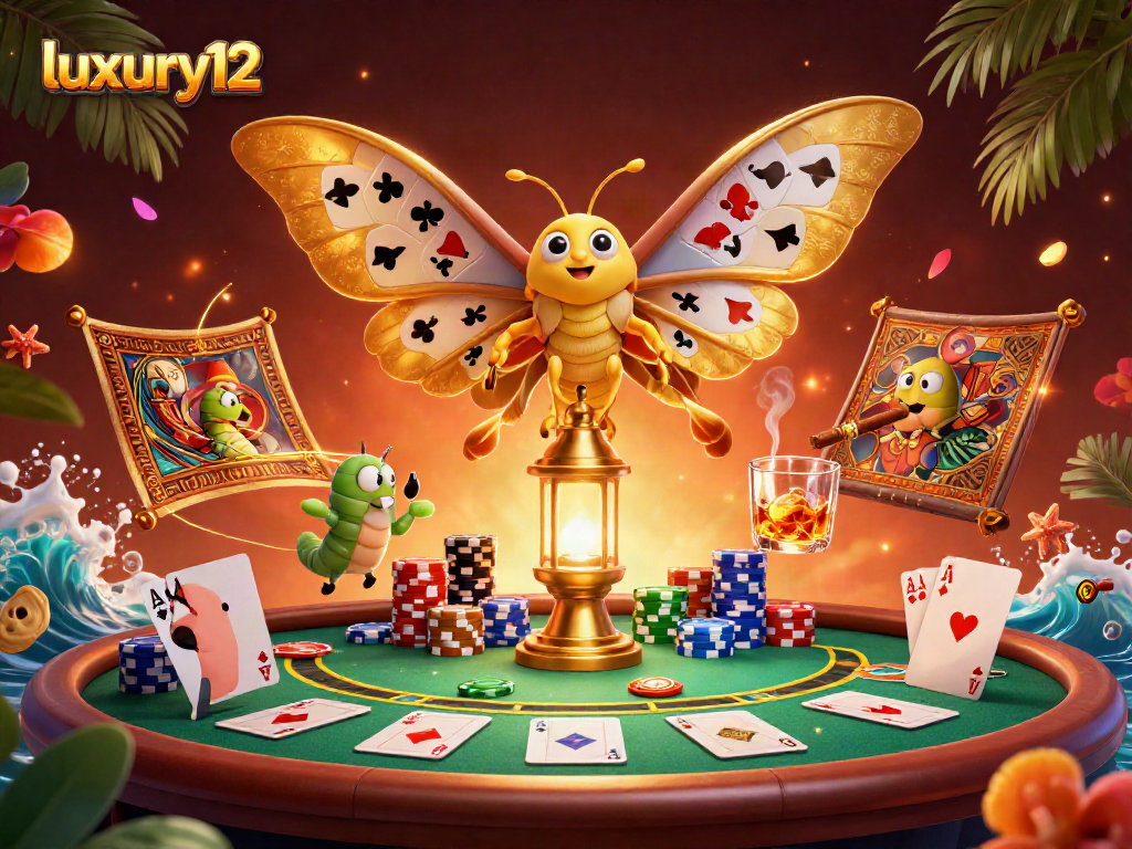Experience luxury12 with a vibrant casino scene featuring dynamic poker elements and a colorful background.