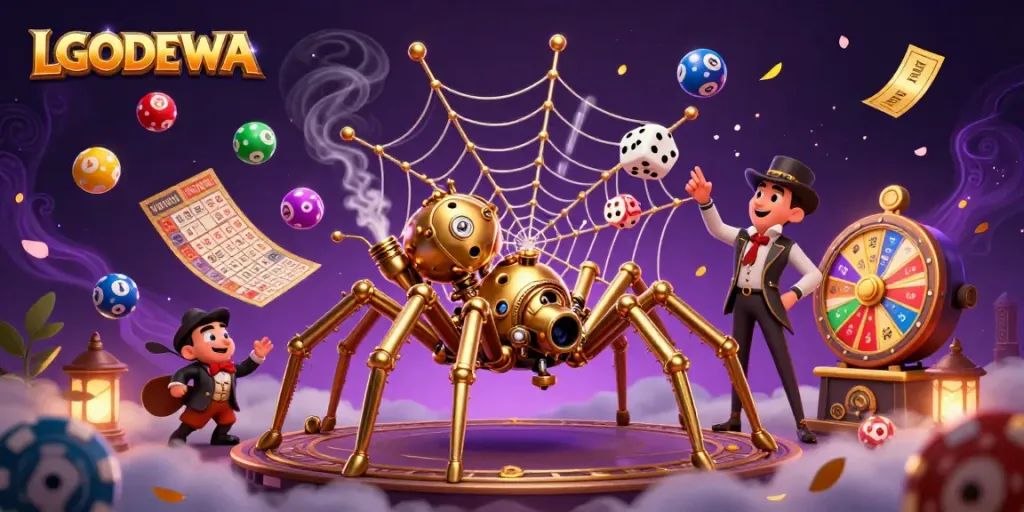 Engage with LGODEWA's steampunk-themed casino universe of luck and wealth.