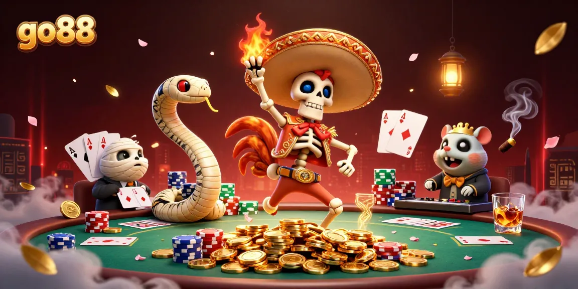Engage with go88's dynamic casino energy through this illustration of a festive scene.