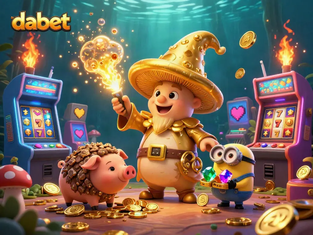 dabet engages players with gold-creating wizardry, treasure hunting, and colorful 3D gaming action.