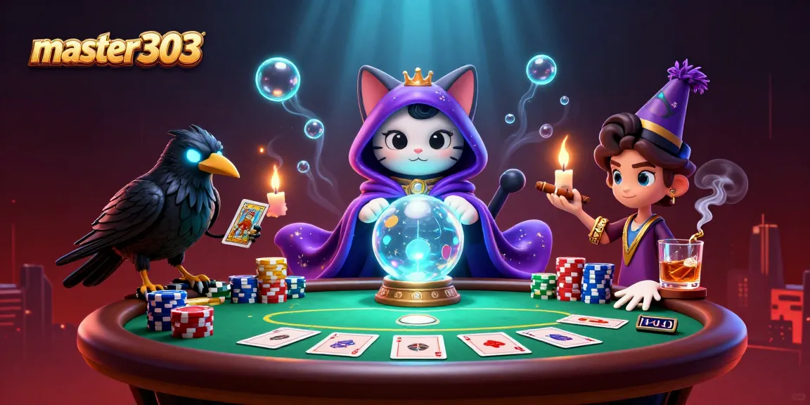Master303 menampilkan permainan kartu di atas meja poker dengan visual menawan, melibatkan pemain dan suasana kasino.