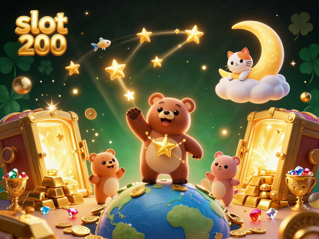 Spin the reels of slot 200 and scoop up treasures in this vibrant casino scene.