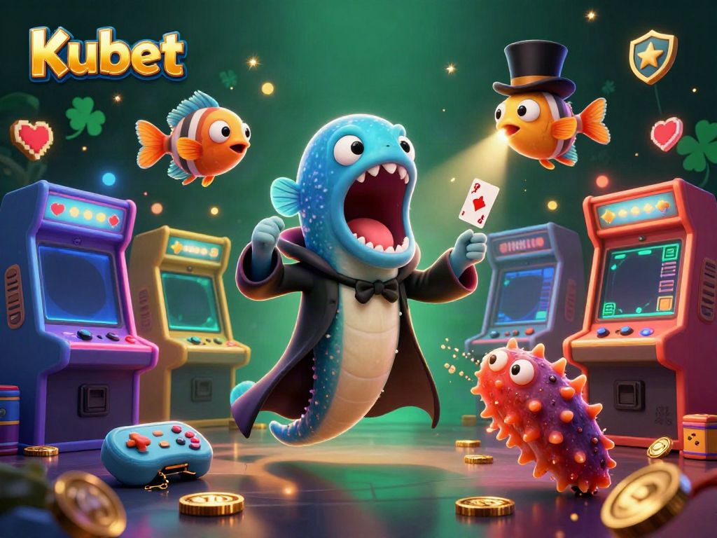 Experience the thrill of Kubet with a magical underwater casino scene featuring vibrant characters and games.