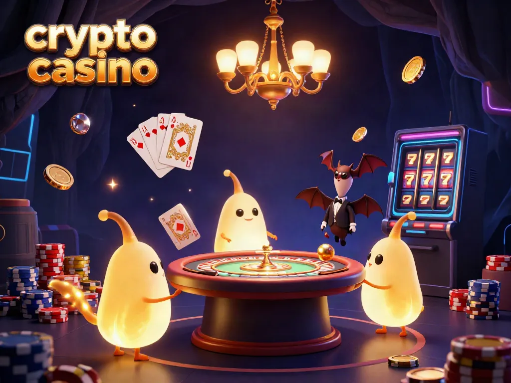 Experience the excitement of a crypto casino with vibrant glowworms lighting up a lively gaming scene.