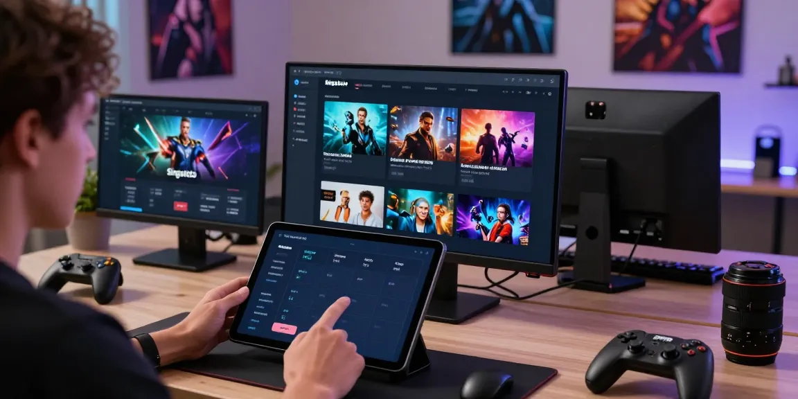 Experience online gaming with Singatoto link showcased on a digital interface in a modern workspace.