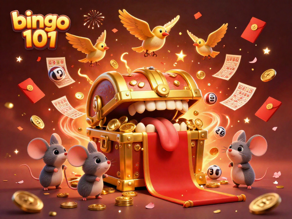 Permainan bingo 101 dengan kartu dan bola bingo di tengah, memikat pemain.