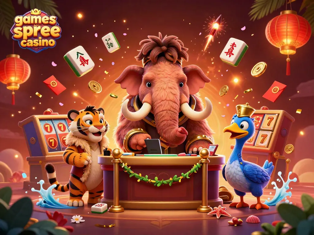 Exciting games like spree casino featuring characters in a vibrant casino scene with dynamic elements.