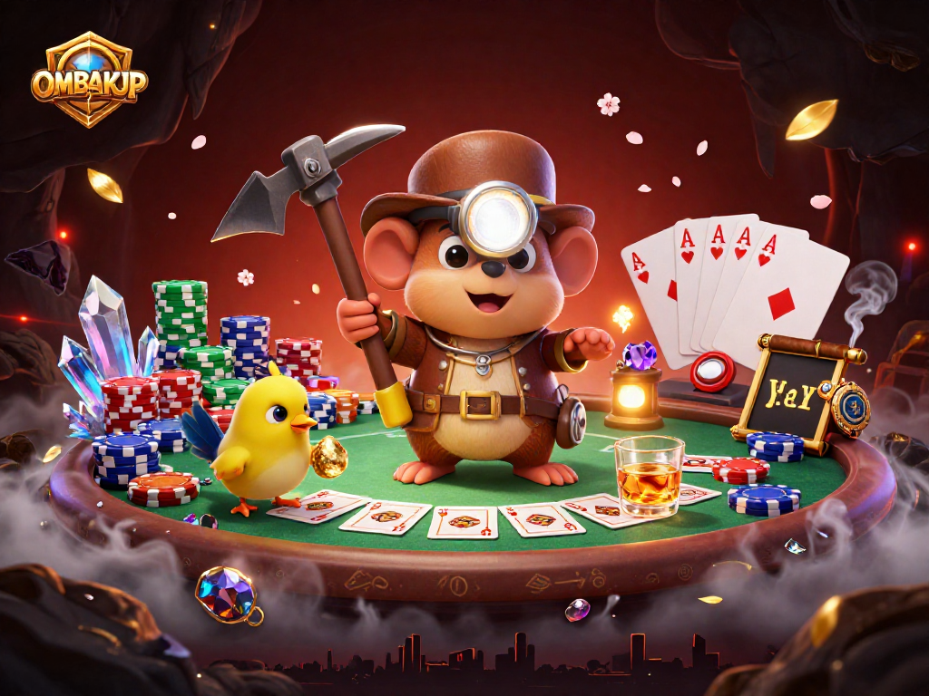 Engage in exciting play at OMBAKJP while a treasure hunter mole explores a glowing gem cave.