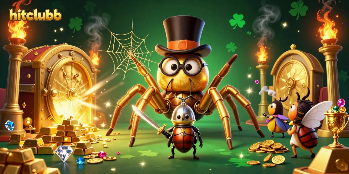 Experience hitclubb's vibrant casino world with a golden tarantula and brave beetle knight, catching treasures!