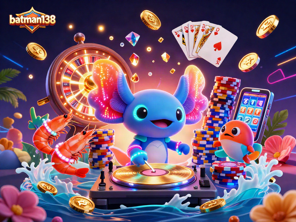 Experience excitement with batman138 in a vibrant casino scene featuring a lively DJ and animated sea creatures.