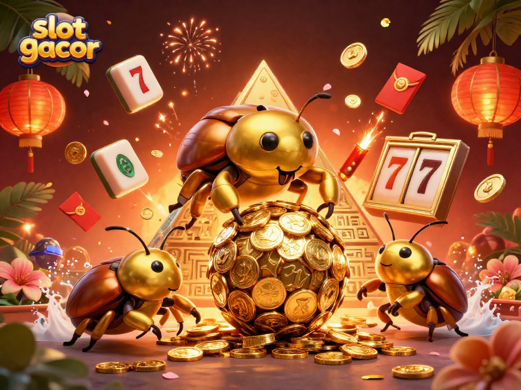 Raih kemenangan di slot gacor dengan tema kasino kaya visual, menampilkan simbol keberuntungan.