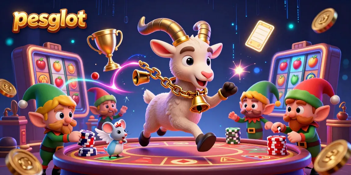 Permainan slot pesgslot yang seru dengan karakter 3D Krampus dan koin emas yang mengalir.
