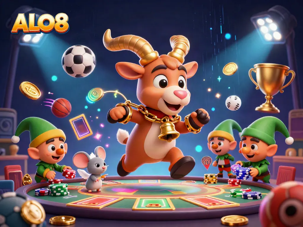 Experience thrilling gameplay at ALO8 with vibrant casino action featuring animated characters and gaming elements.