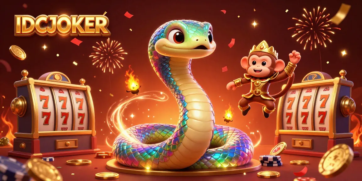 Spin to win with IDCJOKER in this vibrant casino-themed illustration featuring lucky elements.