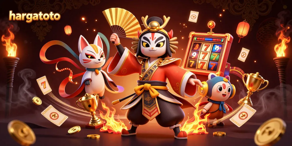 Experience thrilling gameplay with hargatoto, featuring vibrant casino characters and slot action.