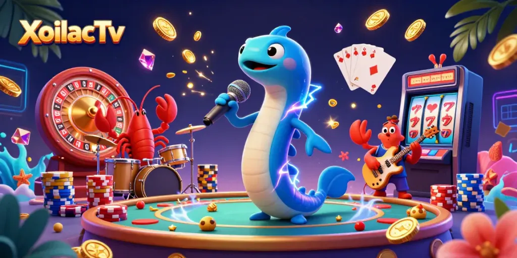 XoilacTv showcases vibrant underwater casino performance with electric eel DJ and backup band.