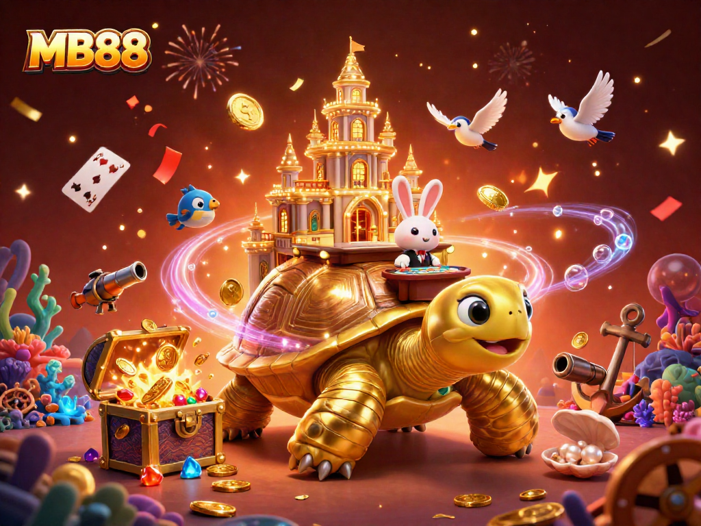 Experience exhilarating gameplay at MB88 with a vibrant 3D carnival scene showcasing unique casino treasures.