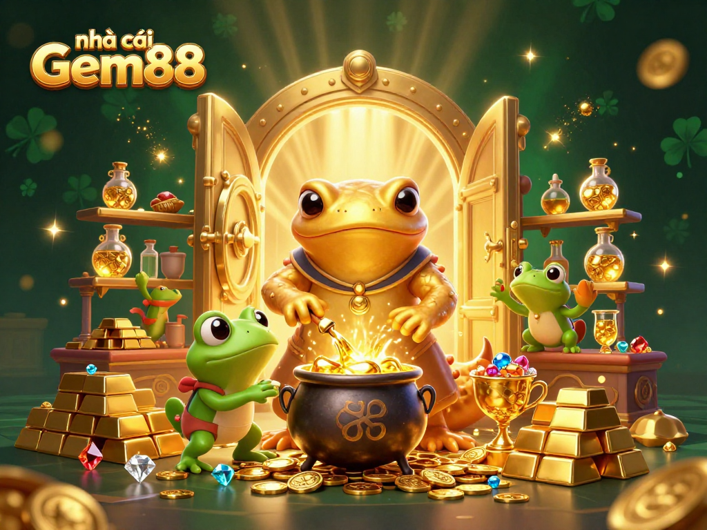 Experience the magic of nhà cái Gem88 with a golden alchemist transmuting riches!