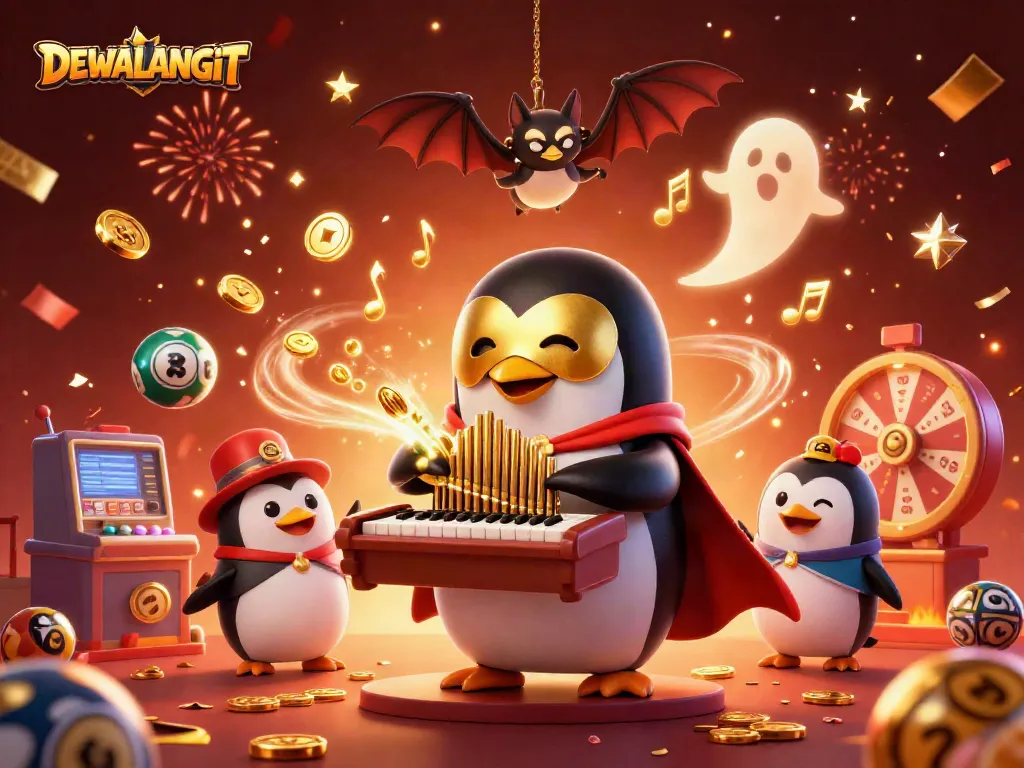 DEWALANGIT menghadirkan suasana togel yang meriah dengan karakter unik yang bermain lotere.