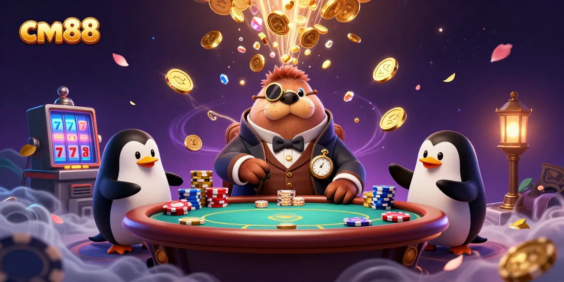 Experience cm88 underwater poker with a walrus, penguin dealer, and bluffing pufferfish.