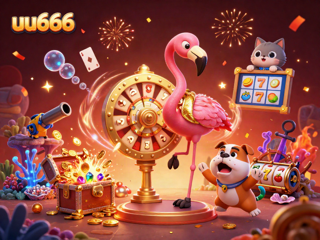 Experience excitement at uu666 with colorful slot elements in a vibrant casino scene.