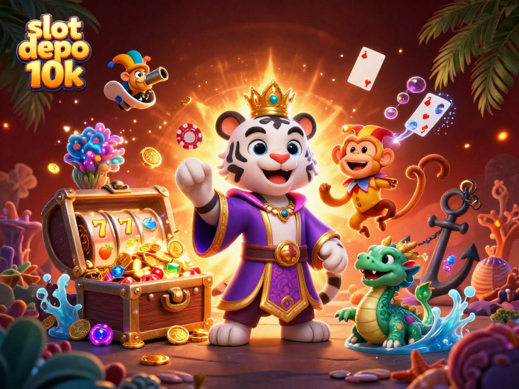 Engage with slot depo 10k while exploring vibrant slots with colorful characters and casino elements.