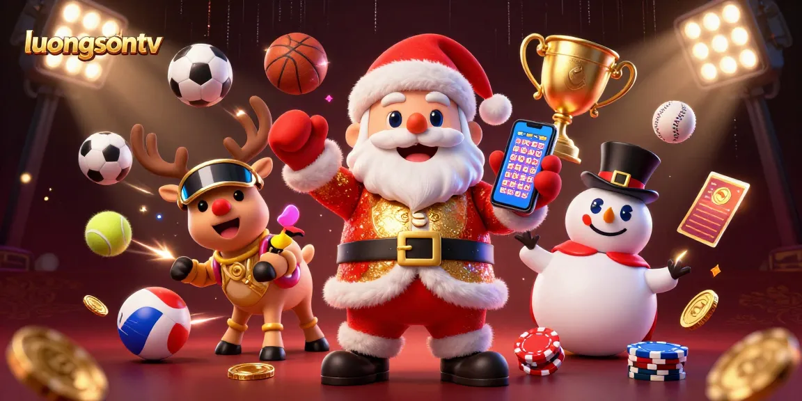 Experience fun betting with luongsontv, featuring Santa and friends in a dynamic casino setting.